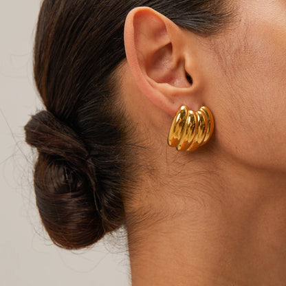 18K Vergulde Statement Oorknoppen voor Dames – Waterdichte, Roestvrije Roestvrijstalen Gedurfde Sieradencollectie
