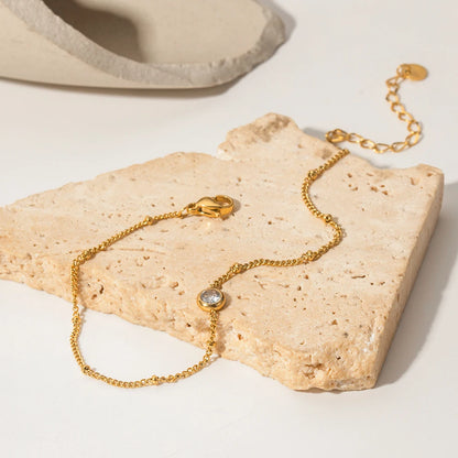 Minimal CZ Anklet for Women | 18K Gold Plated Waterproof Tarnish-Free Jewellery