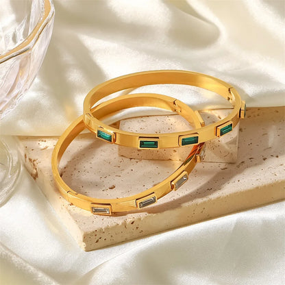 Gold Plated Gemstone Bangle Bracelets for Women | Waterproof & Tarnish-Free Luxury Bangles