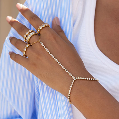 Kristallen Handketting Armband voor Dames | Verguld Waterdicht Aanslagvrij Hand Harness Sieraad
