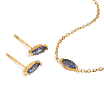 Premium 18K Gold Plated Birthstone Zirconia Earrings & Bracelet Set for Women – Waterproof & Tarnish-Free Jewellery & Jewelry