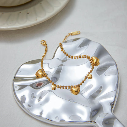 Heart Charm Premium 18K Gold Plated Bracelet for Women – Waterproof & Tarnish-Free Luxury Jewellery & Jewelry