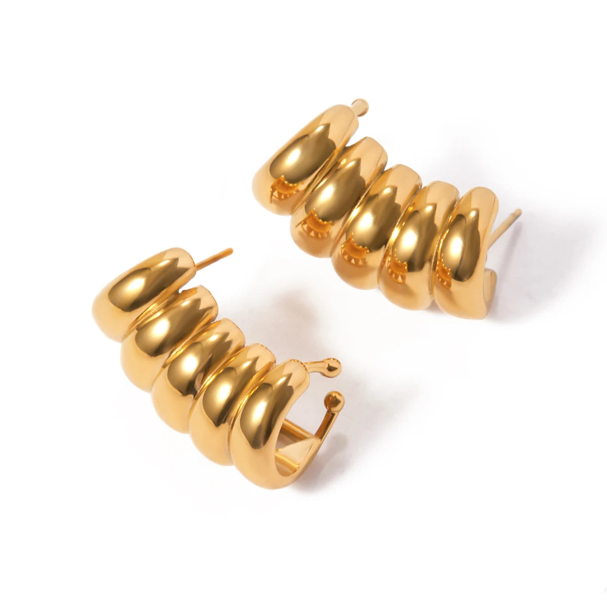 Chunky Gold Huggie Earrings for Women | 18K Gold Plated Waterproof Tarnish-Free Statement Earrings