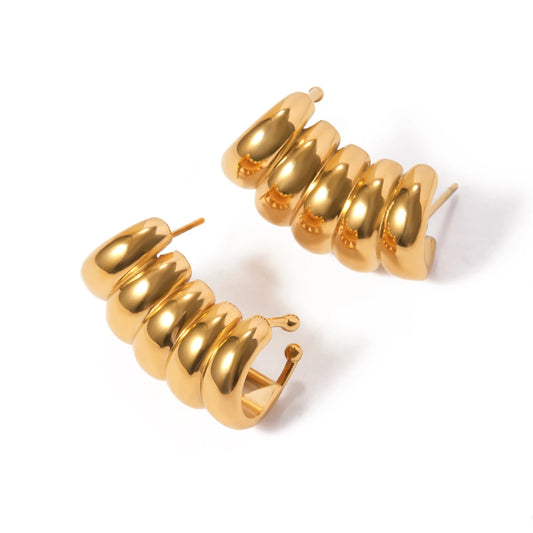 Chunky Gold Huggie Earrings for Women | 18K Gold Plated Waterproof Tarnish-Free Statement Earrings