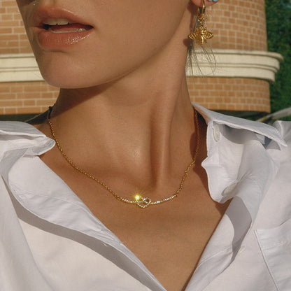 Dainty Gold Heart Cut Solitaire Necklace | Romantic Gift For Her