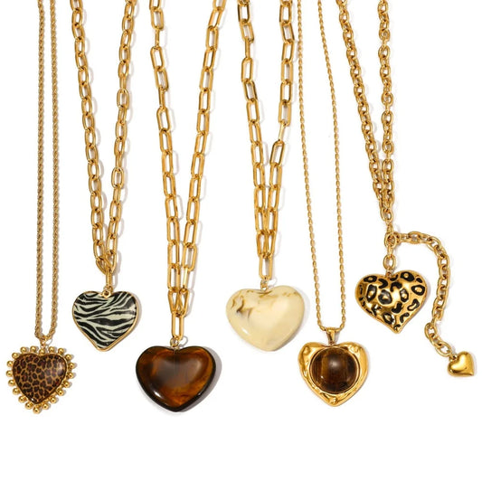 18K Vergulde Hartketting Collectie – Waterdichte, Vlekbestendige Statement Sieraden
