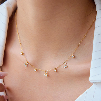Witte Strass Kers Hanger Ketting Voor Cadeau 18K Verguld Roestvrij Staal Elegante Luxe Bedel Hanger Sieraden