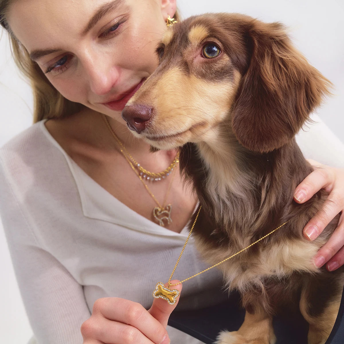 18K vergulden pootafdruk ketting | Ketting met dierenbedel voor honden- en kattenliefhebbers