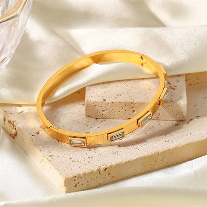 Gold Plated Gemstone Bangle Bracelets for Women | Waterproof & Tarnish-Free Luxury Bangles