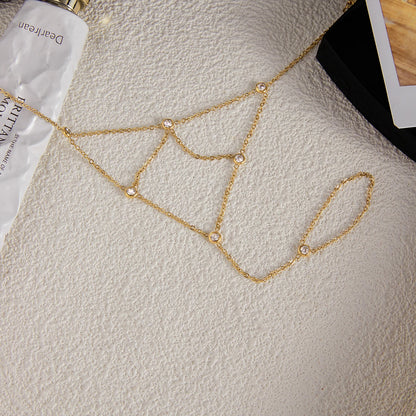 18K Verguld Kristallen Handketting Armband – Waterdicht, Aanslagvrij, Verstelbaar Handharnas Sieraad voor Vrouwen