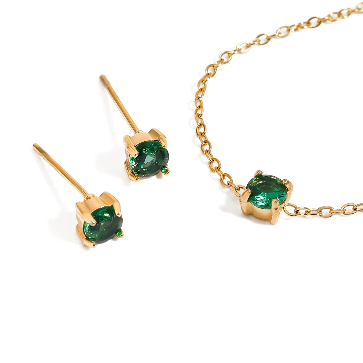 Premium 18K Gold Plated Birthstone Zirconia Earrings & Bracelet Set for Women – Waterproof & Tarnish-Free Jewellery & Jewelry