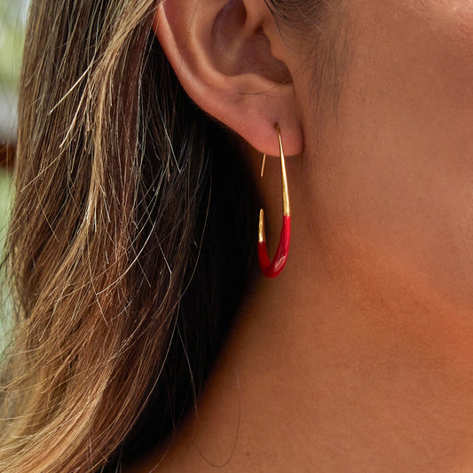 18K Gold Plated Enamel Hoop Earrings – Waterproof Tarnish-Free Minimalist Color Hoops for Women