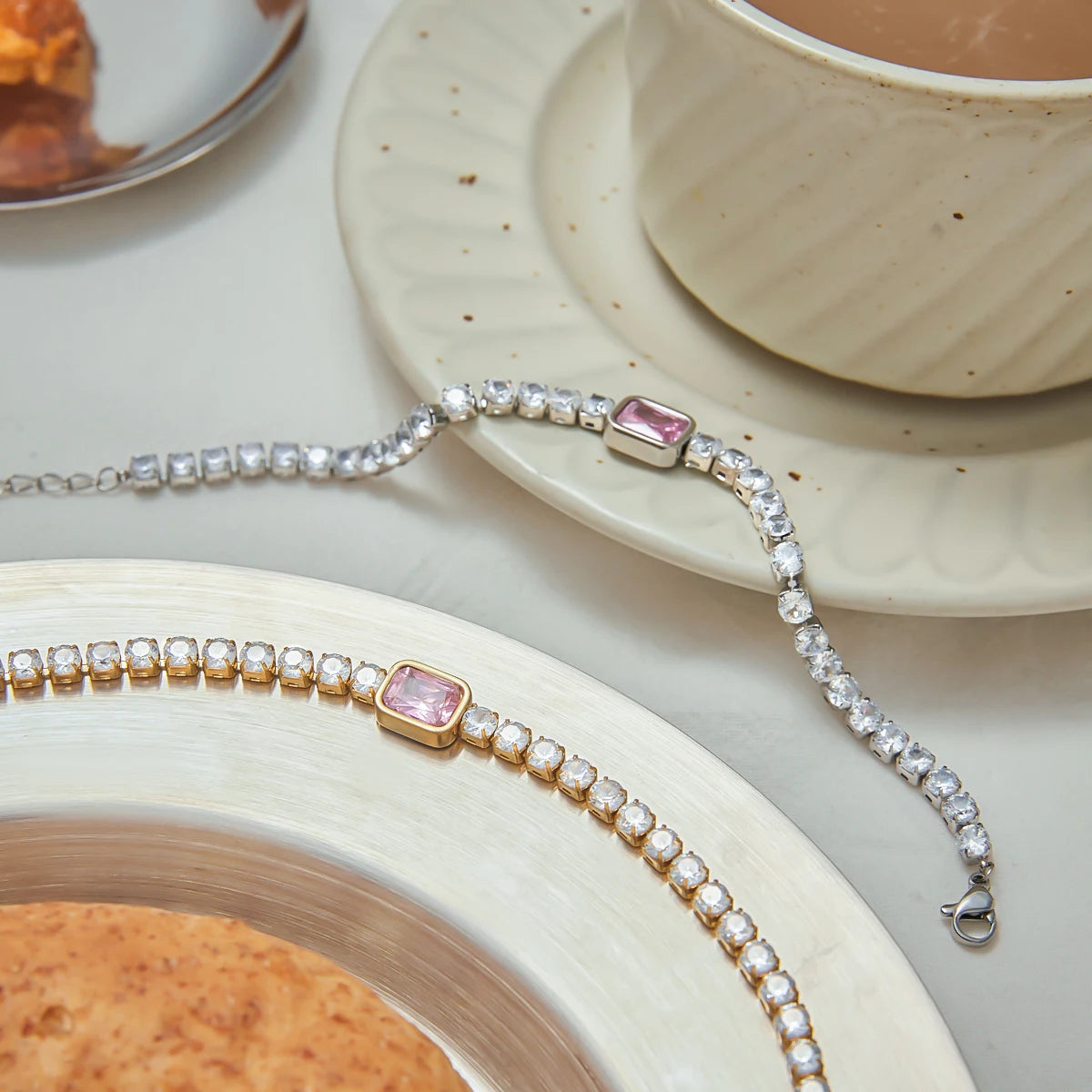 Gold Crystal Bracelet Stack for Women | Waterproof Gold Plated Statement Jewellery