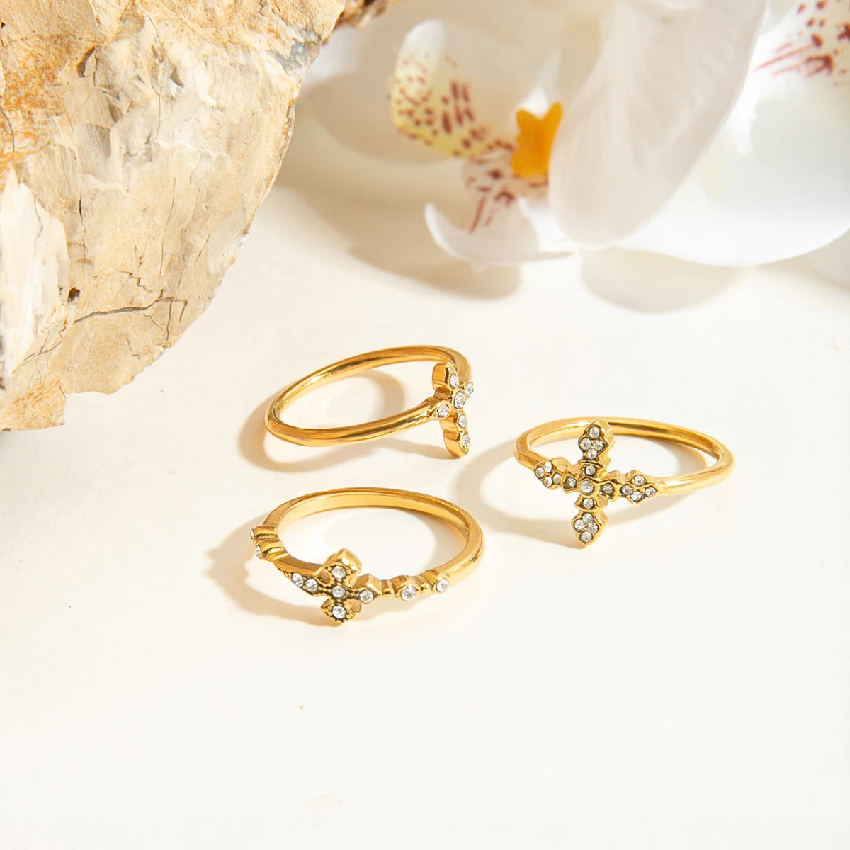 Dainty 18K Gold Plated Cross Ring | Minimalist Christian Jewelry | Stackable Cubic Zirconia Faith Band | Tarnish-Proof Ring