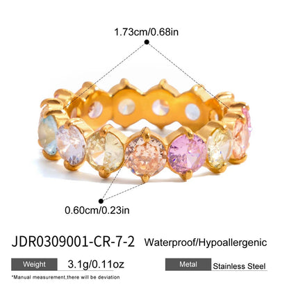 Luxurious Gold Plated Ruby Eternity Ring | Stackable Pink Gemstone Band | Dainty Full Circle Jewelry for Women