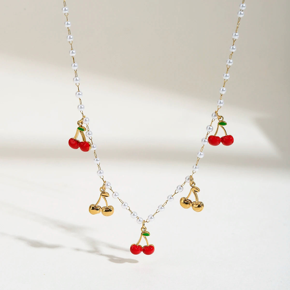 Kersen Hangende Parel Choker Ketting | Leuke Coquette Fruitbedel