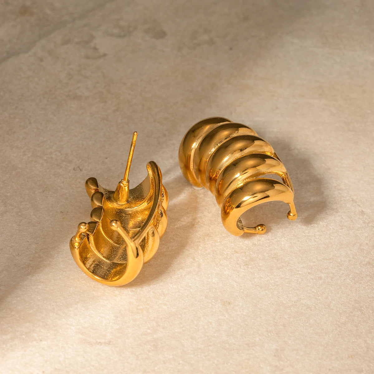 Chunky Gold Huggie Earrings for Women | 18K Gold Plated Waterproof Tarnish-Free Statement Earrings