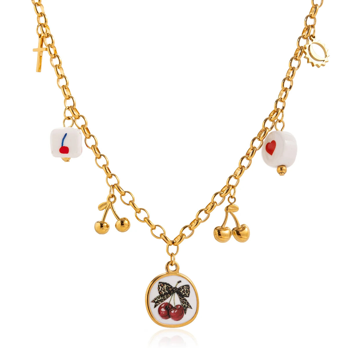 18K Gold Plated Cherry Necklaces – Waterproof & Tarnish-Free (2 Styles)