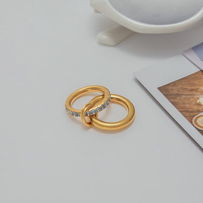 Luxe Meerlaagse Gouden Ring met Gekleurde Zirkoonstenen – Wit, Groen, Roze & Blauw | Verstelbare Stapelbare Modering