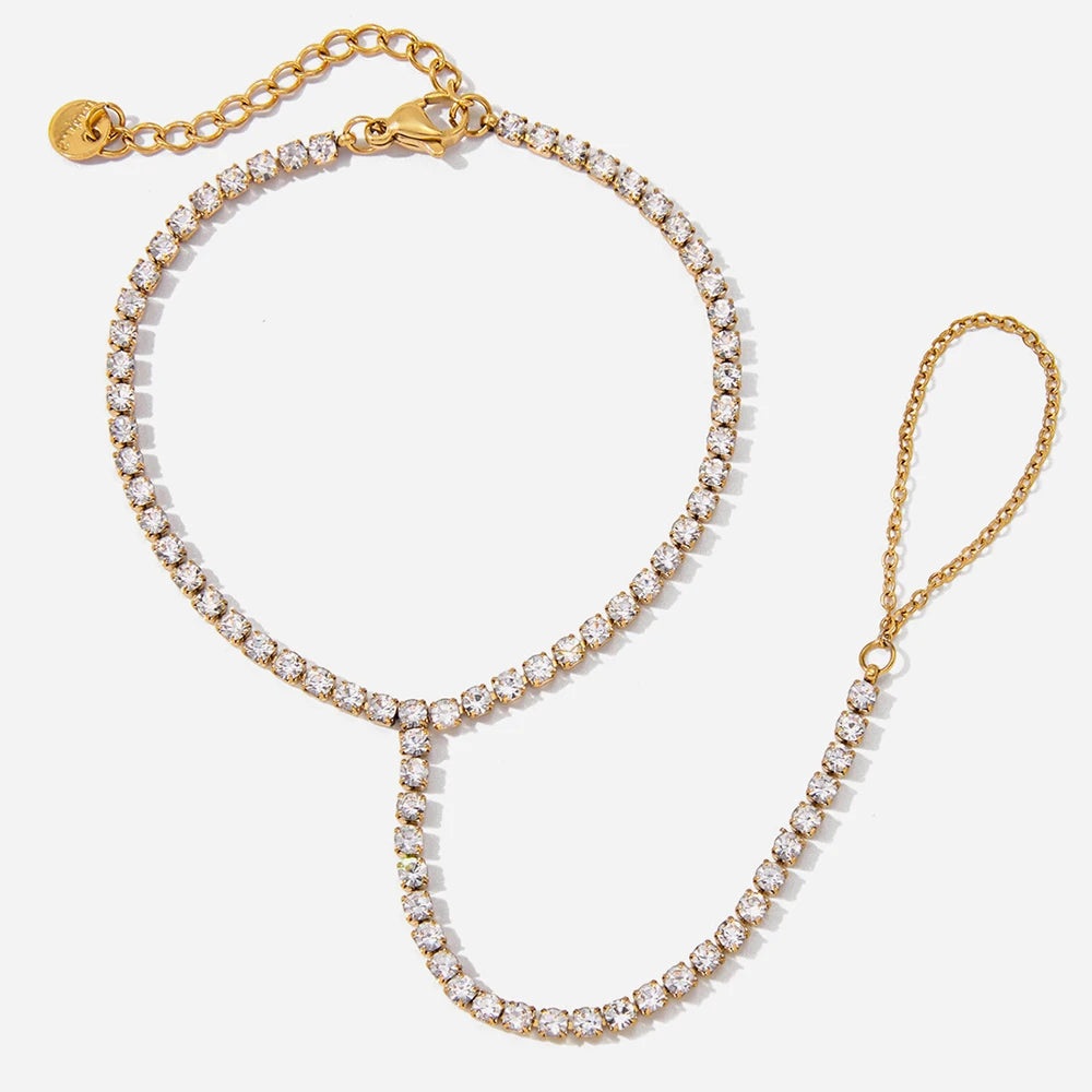 Kristallen Handketting Armband voor Dames | Verguld Waterdicht Aanslagvrij Hand Harness Sieraad