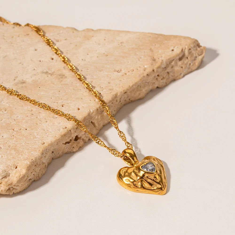 Gold Heart Necklace with Ruby Red Crystal | Dainty Pendant Jewelry for Women | Birthday, Anniversary & Valentine’s Gift