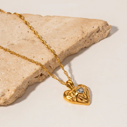 Gold Heart Necklace with Ruby Red Crystal | Dainty Pendant Jewelry for Women | Birthday, Anniversary & Valentine’s Gift