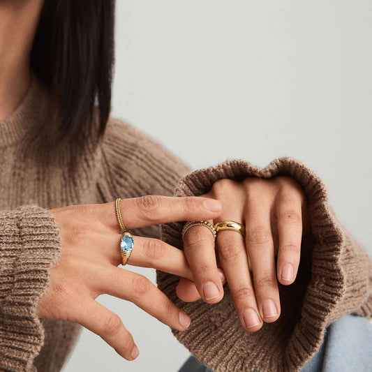 18K Vergulde Ovaal Edelsteen Ring – Waterdicht, Aanslagvrij Statement Sieraad