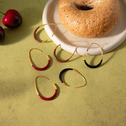 18K Gold Plated Enamel Hoop Earrings – Waterproof Tarnish-Free Minimalist Color Hoops for Women