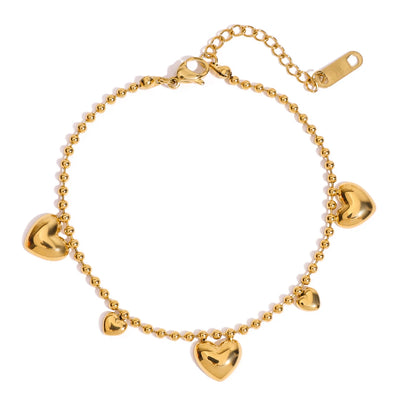 Heart Charm Premium 18K Gold Plated Bracelet for Women – Waterproof & Tarnish-Free Luxury Jewellery & Jewelry