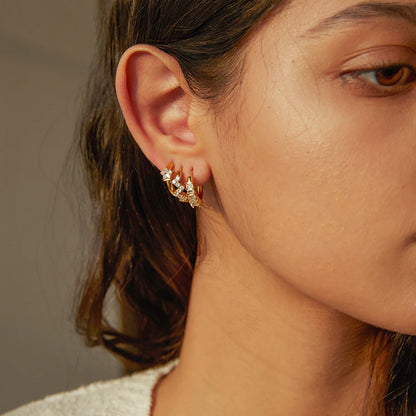 Gold Plated Huggie Hoop Earrings for Women – Waterproof Tarnish Free Stainless Steel Crystal Jewellery