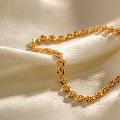 Vergulde Hartjesketting Armband voor Dames | Waterdichte & Niet-Aanlopende Verstelbare Sieraden