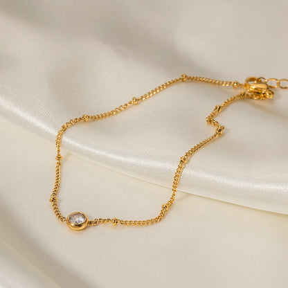 Minimal CZ Anklet for Women | 18K Gold Plated Waterproof Tarnish-Free Jewellery