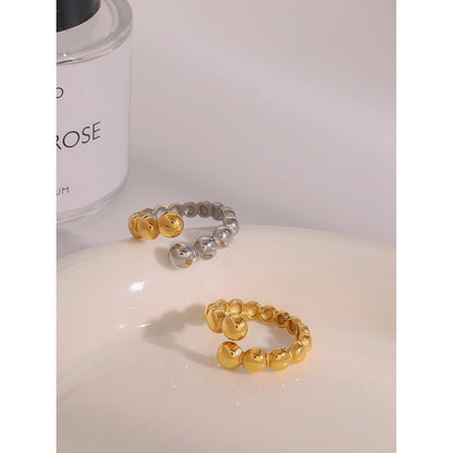 18K Vergulde Bubble Kraal Open Ring | Verstelbare Waterdichte Ball Chain Ring | Verkrijgbaar in Goud & Zilver