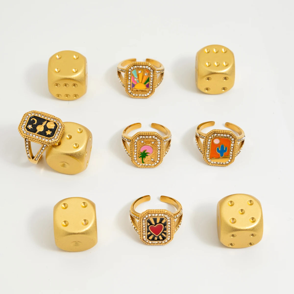 18K Gold Plated Enamel Signet Rings for Women – Waterproof & Tarnish-Free Jewellery & Jewelry