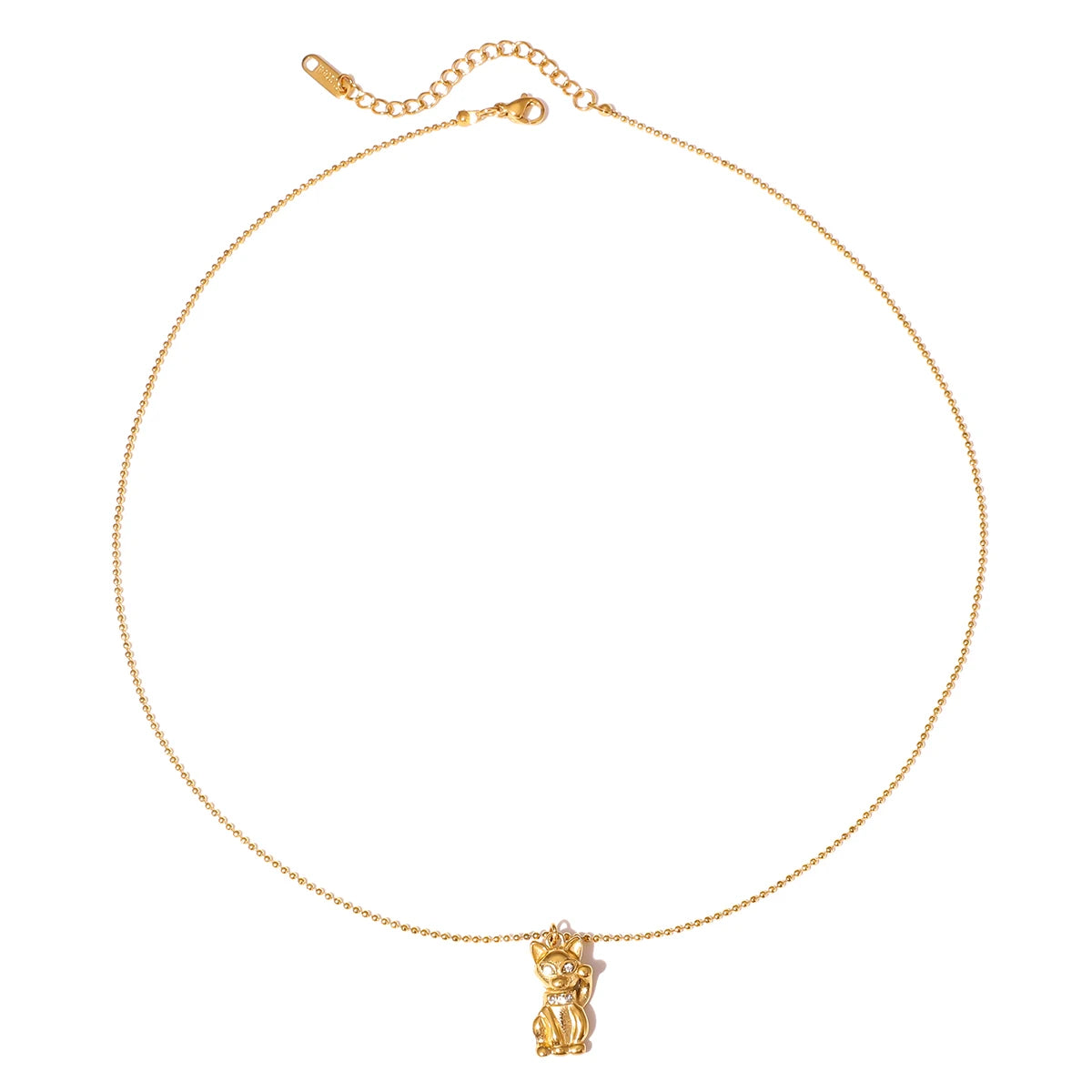 18K vergulde kattenhanger ketting | Gelukskat bedelketting voor kattenliefhebbers