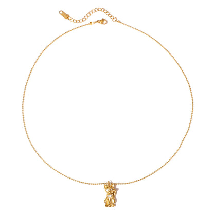 18K vergulde kattenhanger ketting | Gelukskat bedelketting voor kattenliefhebbers