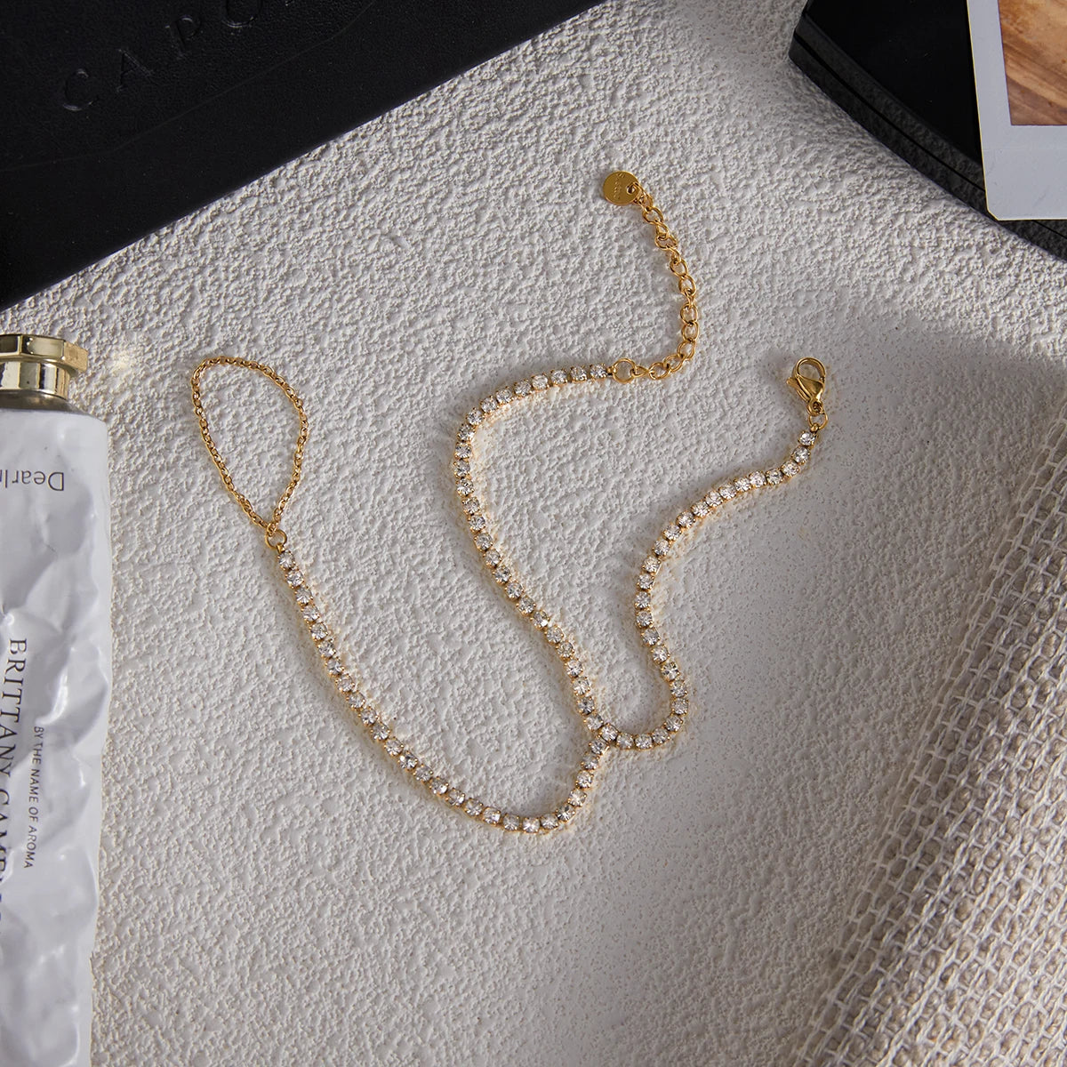 Kristallen Handketting Armband voor Dames | Verguld Waterdicht Aanslagvrij Hand Harness Sieraad
