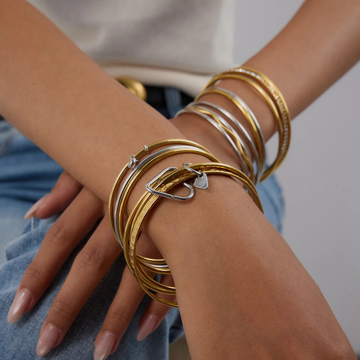Tweekleurige Gouden & Zilveren Armband voor Dames | Waterdichte Minimalistische Sieraden