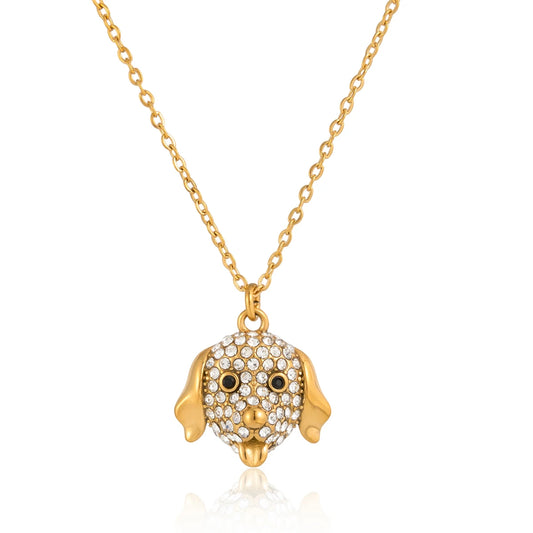 18K Vergulde Hondenhoofd Hanger Ketting | Huisdierenliefhebber Bedelketting voor Hondenliefhebbers