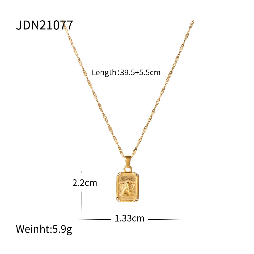 Gouden Evil Eye Rechthoek Talisman Ketting | Bescherming & Statement Sieraad