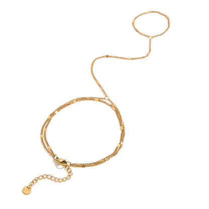 18K Vergulde Handketting Armband – Waterdicht, Aanslagvrij, Minimalistisch Handharnas Sieraad voor Dames