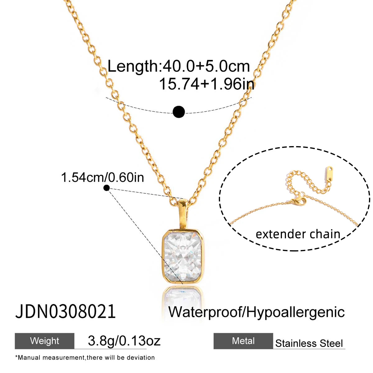 Klassieke gouden solitaire hanger ketting | Briljant geslepen diamant