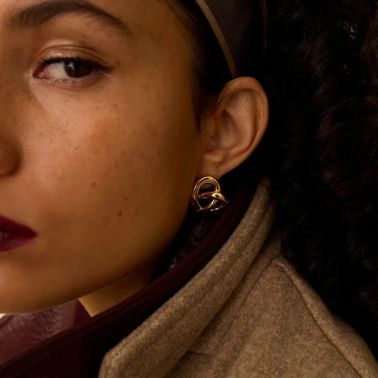 18K Vergulde Knoop Stud Oorbellen – Waterdicht, Vlekkeloos, Minimalistische Luxe Sieraden voor Dames