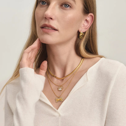 18K vergulden pootafdruk ketting | Ketting met dierenbedel voor honden- en kattenliefhebbers