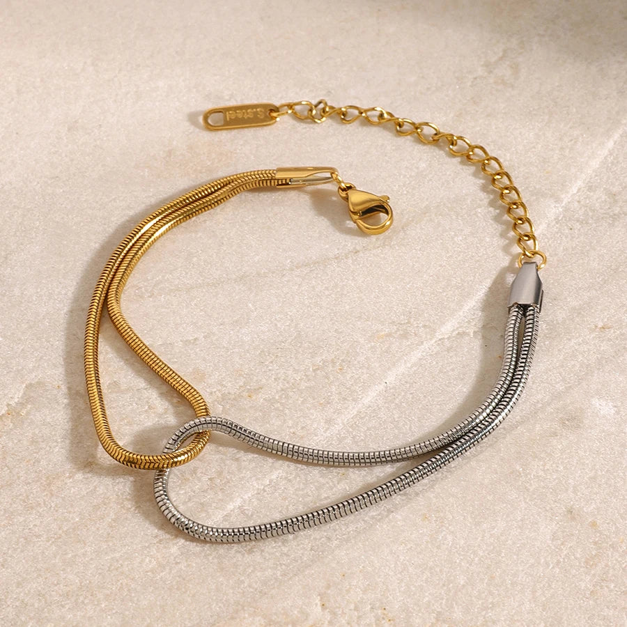 Premium 18K Gold Plated Dual-Tone Hand Bracelet for Women – Waterproof & Tarnish-Free Luxury Jewellery & Jewelry