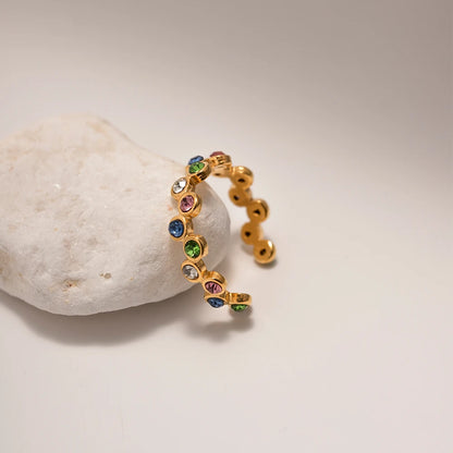 Vergulde eeuwigheidsbandring | Vergulde CZ-ringencollectie | Waterdichte kleurrijke, heldere en zwarte edelsteenringen