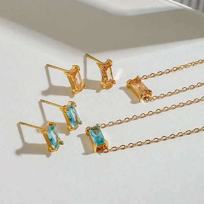 Premium 18K Gold Plated Birthstone Zirconia Earrings & Bracelet Set for Women – Waterproof & Tarnish-Free Jewellery & Jewelry