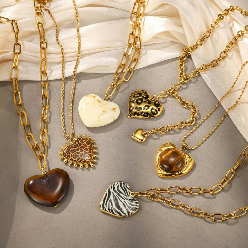 18K Vergulde Hartketting Collectie – Waterdichte, Vlekbestendige Statement Sieraden