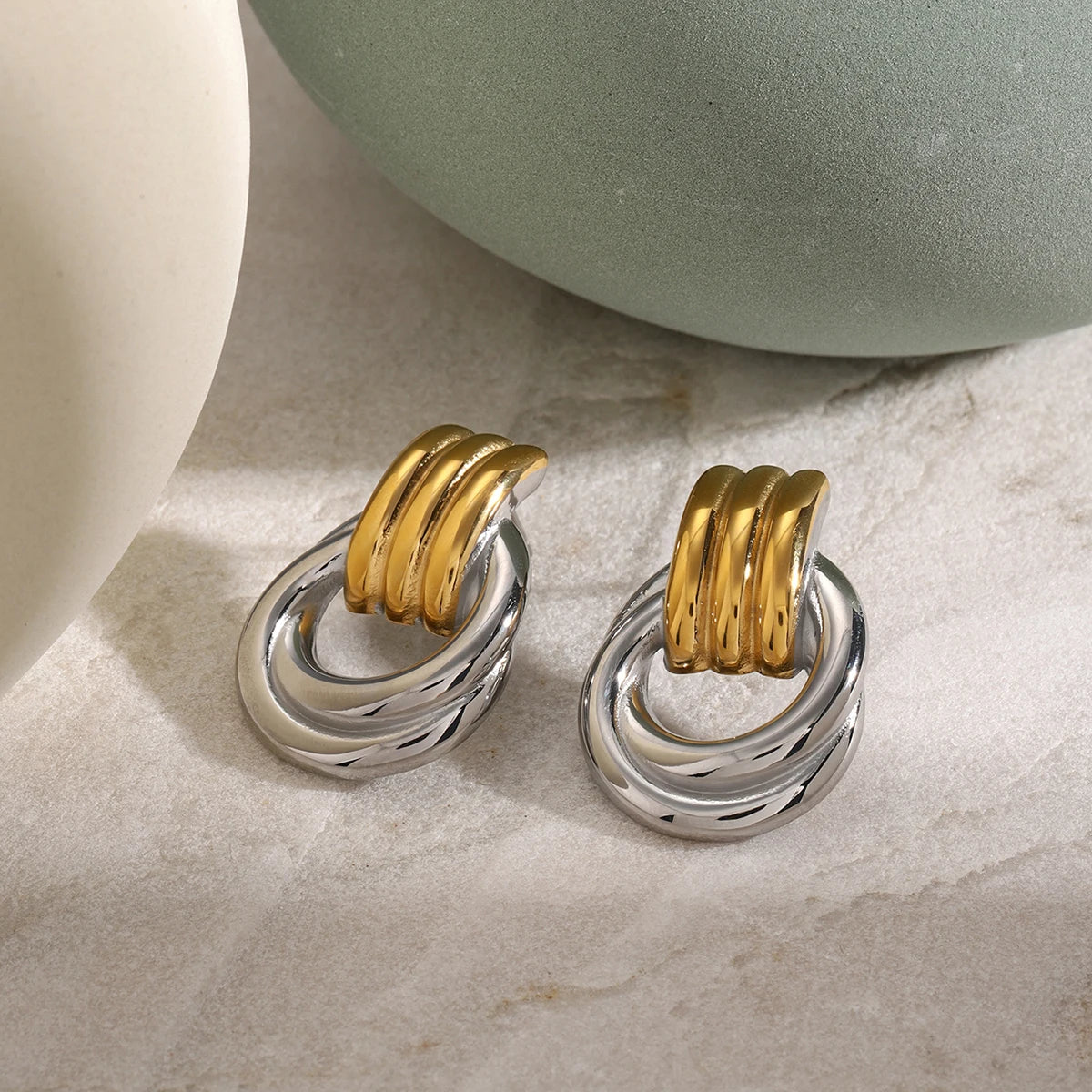 Interlocking Knot Earrings for Women – Gold Plated Waterproof Tarnish Free Stainless Steel Fashion Jewellery