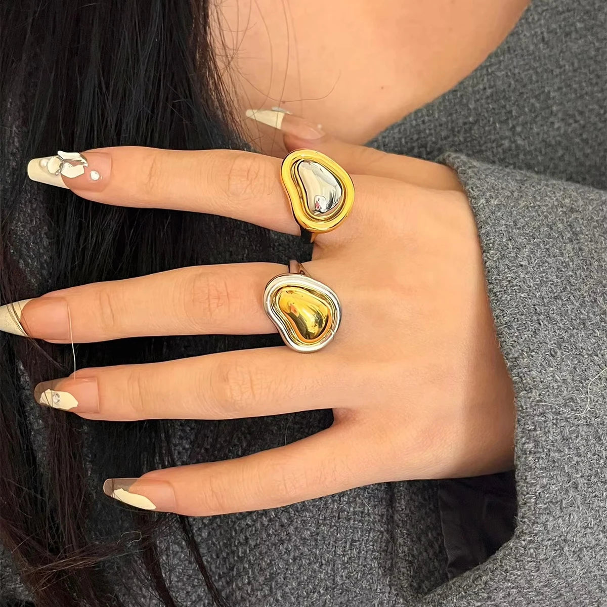 18K Gold Plated Molten Heart Ring – Waterproof, Tarnish-Free Modern Statement Ring
